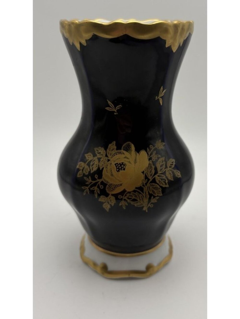 Vintage Cobalt Gilded 6” WEIMAR GERMANY PORCELAIN KATHARINE VASE
